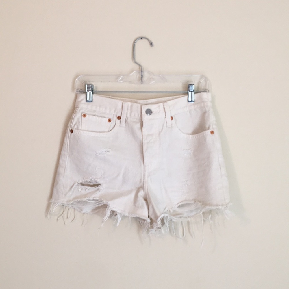 Levi's White High Waisted Shorts